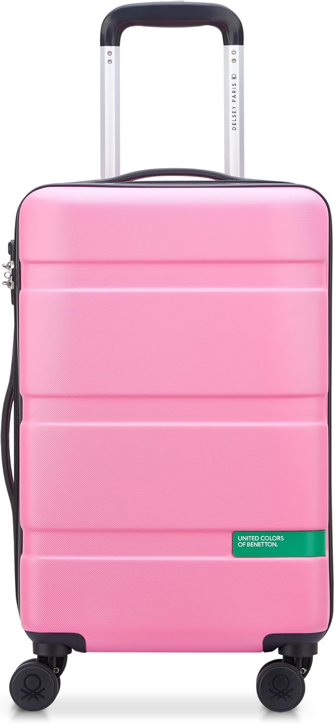 United Colors of Benetton Now! Hardside Luggage with Spinner Wheels, Light Pink, Carry-On 19 Inch