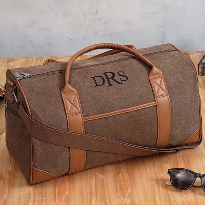 Personalized Name Duffel Bags, Custom Embroidered Travel Bag for Men and Women Waterproof Gym Tote Custom Canvas Sports Bag Ideal Wedding, Father's Day, Groomsmen Gifts (Style 1)
