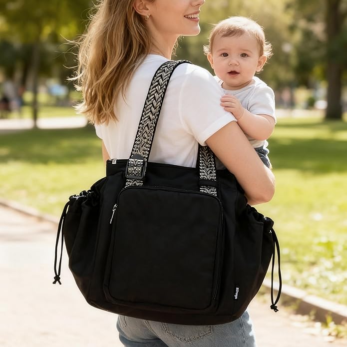 Everyday Bag Tote for Women, Spacious Diaper Bag with 16 Pockets, Durable Travel Bag, Sleek Work Shoulder Bag | 16 Pockets Org, Lay-Flat Design, 3-in-1 Versatility, Work & Travel Tote, Water-Resistant, Lightweight