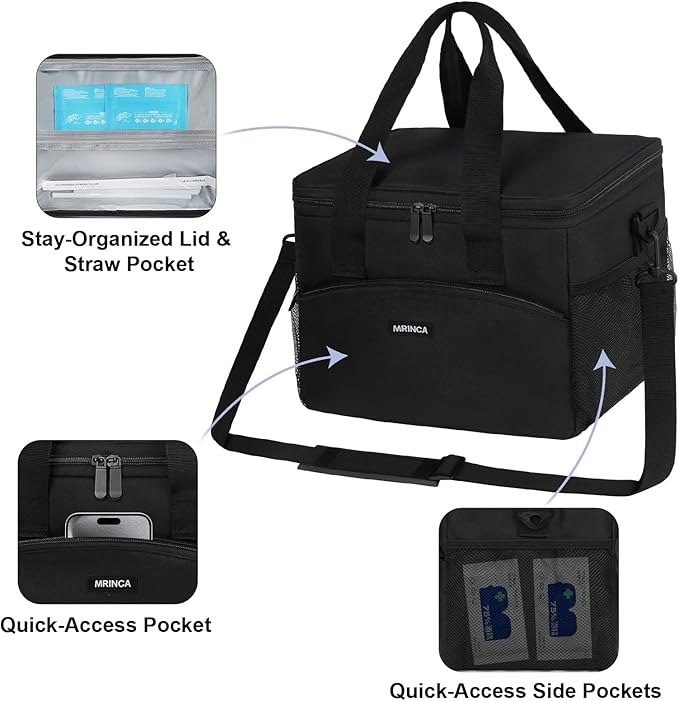 Insulated 6 Cup Drink Carrier Bag for Delivery, Reusable & Leak-Proof Tote with Adjustable Dividers & Detachable Shoulder Strap, for Travel, Takeout, Outdoor Activities