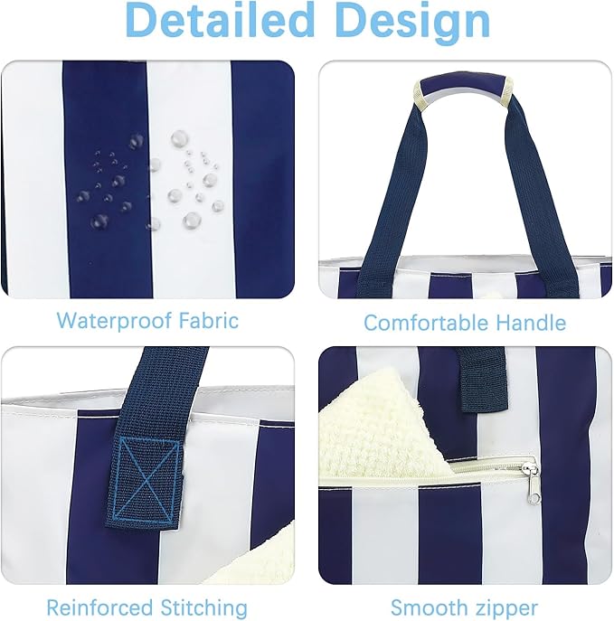 Fammart Waterproof Beach Bag for Women with Wet Pocket, Beach Tote Compatible with Stanley Cup for Pool Travel Cruise
