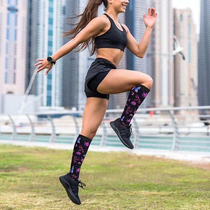 Compression Socks Knee High Circulation Support Socks For Women Men Athletic Running Work Hiking Cycling Travel