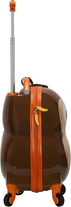 Rockland Jr. Kids' My First Hardside Spinner Luggage, Telescoping Handles, Light and Dark Brown, Black and White, Carry-On 19-Inch