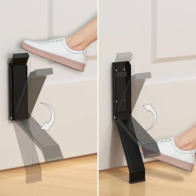 Door Stop, No Drilling Door Stoppers to Keep Door Open, Easy Pedal Kick Down Door Holder, Bottom of Door (Black x 1 Pack)