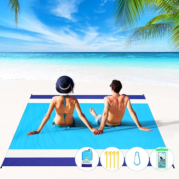 BYDOLL Beach Blanket 10'X9' Waterproof Sandproof Suits1-8 Adults Oversized Lightweight Large Blanket Picnic Mat for Beach Sand Free Travel Camping Hiking Picnic
