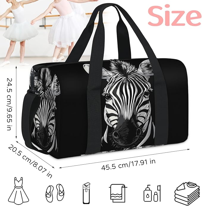 Zebra Travel Duffle Bag for Women Men, Overnight Weekender Bag, Carry on Tote for Sport Gym