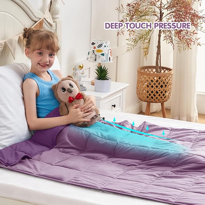 yescool Purple Weighted Blanket 10 Pounds Cooling Weighted Lap Blanket, Heavy Blanket for Sleeping, Weighted Throw Blanket Gifts for 80-110lbs, 40" x60