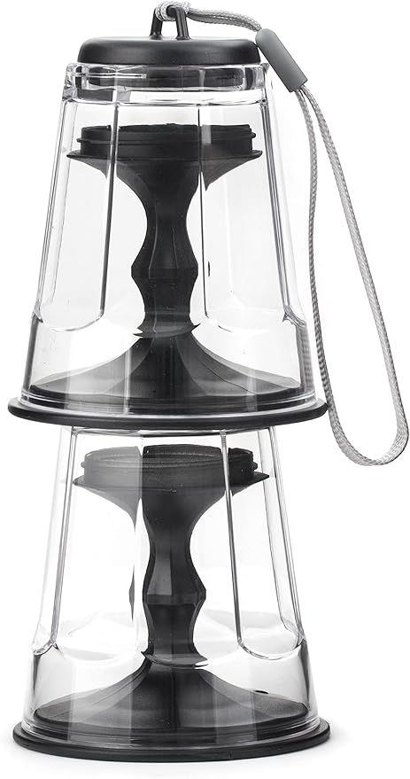 Kikkerland Portable Wine Glass, Stackable CompactTravel Glasses with Strap, Black, Set of 2