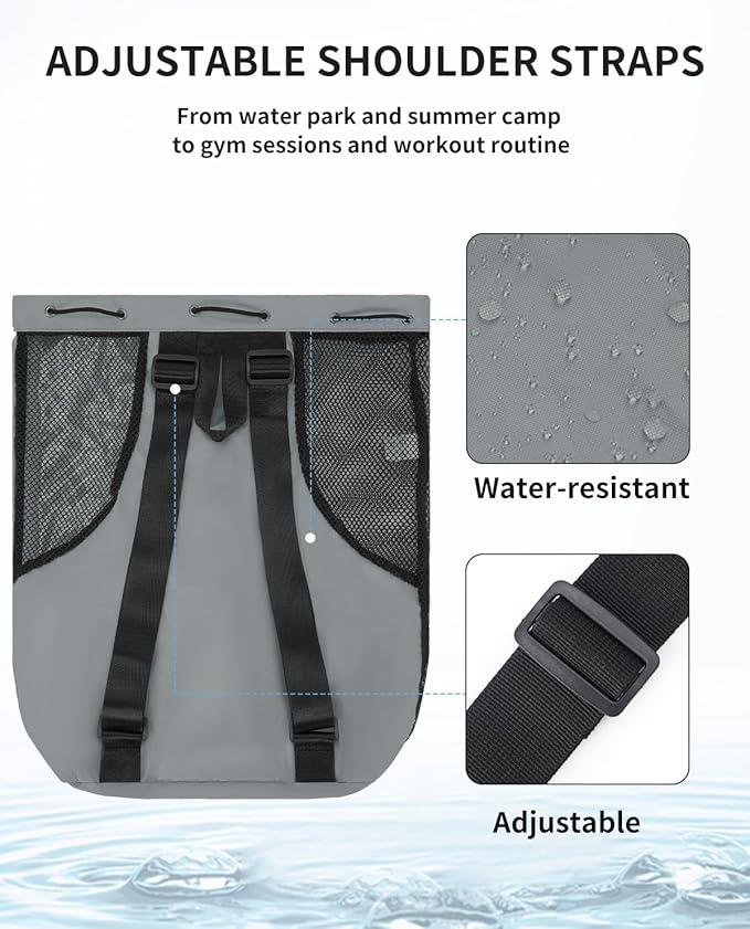 WANDF Swim Bag Mesh Drawstring Backpack with Wet Pocket for Swimming, Gym, and Workout Gear