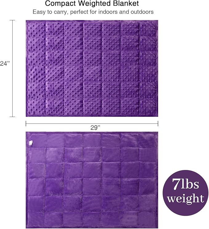 Alomidds Weighted Lap Blanket 7lbs, Cozy Luxury Breathable Weighted Blanket for Adults, Weighted Lap Pad for Travel, Relaxation, Sleeping, Purple, 29" x 24"