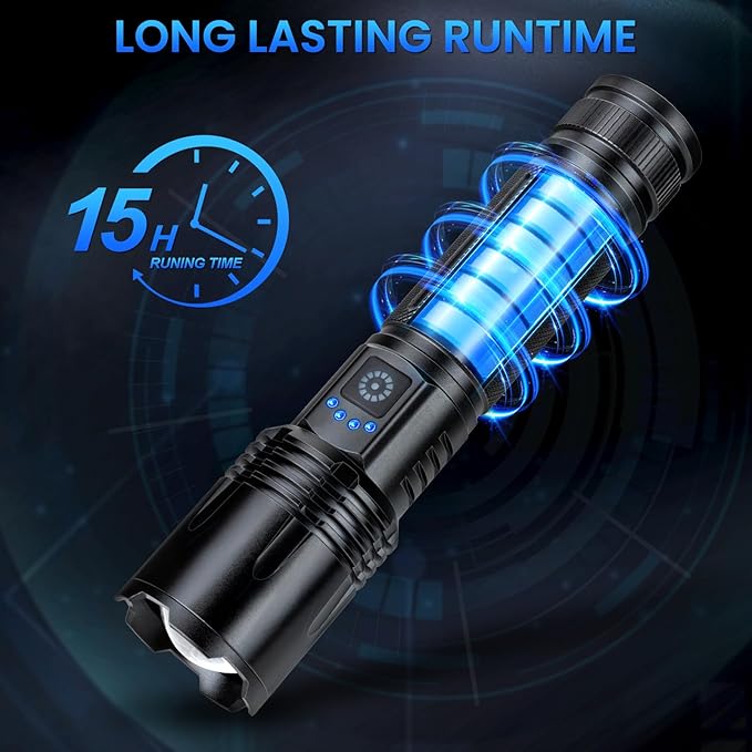 Rechargeable Flashlights 3 Pack - 990,000 Lumens Super Bright LED Flash Light with Fast Charging, IPX7 Waterproof, 5 Modes for Camping & Home