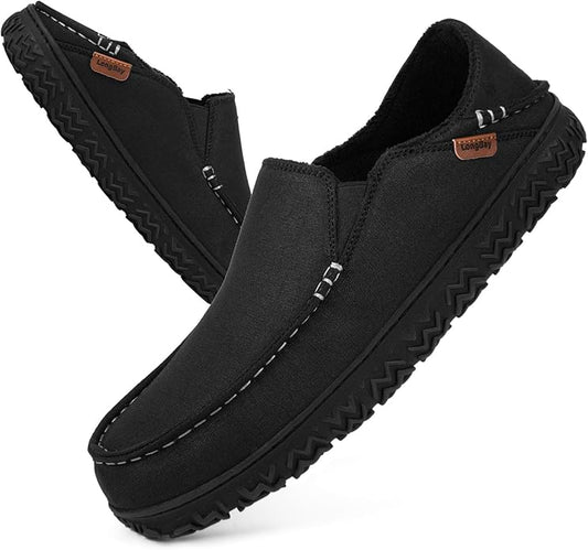 LongBay Men's Moccasin Slippers Comfy Warm Memory Foam House Shoes Winter for Indoor Outdoor