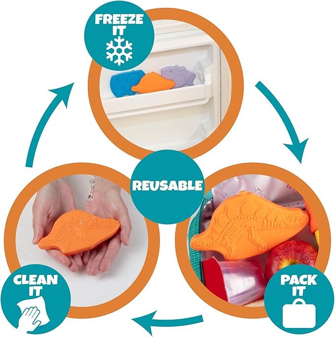 Kids Hard Ice Packs- Slim, Lightweight, Reusable Cooler Freezer Packs- Long-Lasting Chillers Keep Food Fresh for Hours- Durable & Leak-Proof Design for Boys Girls Back To School - BPA Free & Food Safe