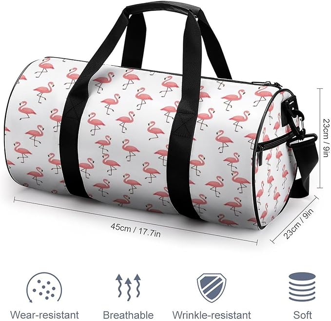 Gym Sports Travel Workout Bag Pink Flamingo White Dance Yoga Gymnastics Bag Basketball Football Weekender Bags for Men Women