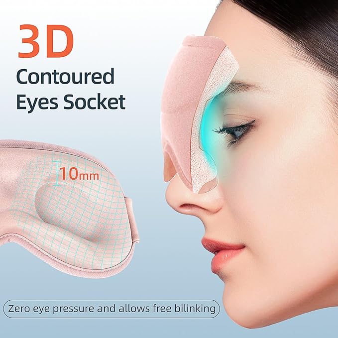 Side Sleeper Eye Mask, Blackout Eye Mask Sleeping, 3D Sleep Mask for Side Sleeper for Women Men,Eye Masks for Sleeping,Pink