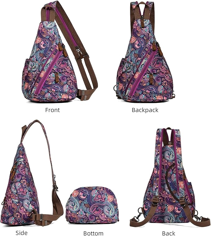 KL928 Canvas Sling Bag - Small Crossbody Backpack Shoulder Casual Daypack Rucksack for Men Women