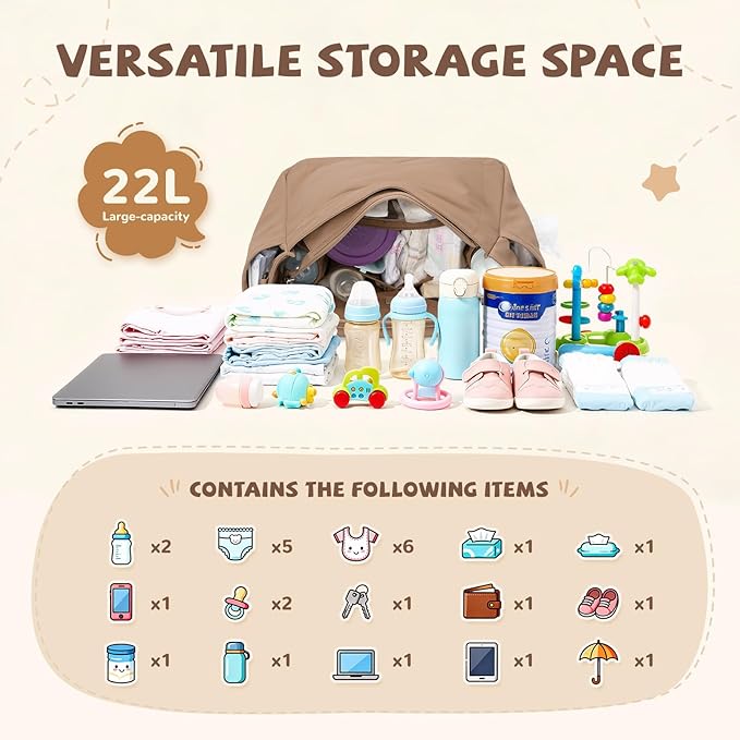 14L Puffer Diaper Bag Tote, Large Capacity Travel Diaper bags, Crossbody Hospital Bag for mom