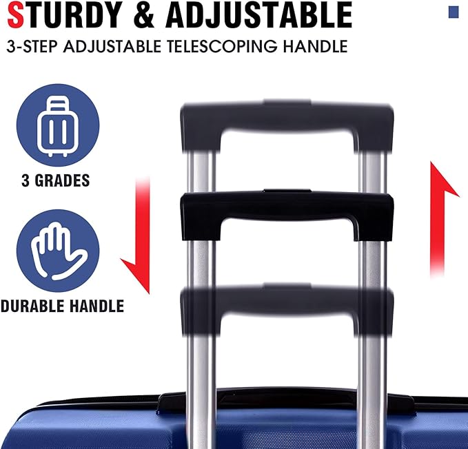28 Inch Large Checked Luggage Hardside Suitcase with Spinner Wheels, Blue Lightweight Expandable Hard Shell ABS Suitcases with TSA Lock, Large Travel Luggage for Women, Men