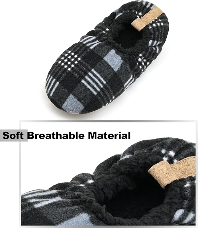 Keyela Mens Slipper Socks With Non Skid Bottoms, Warm Slipper Socks With Grippers For Men, Fuzzy House Slippers