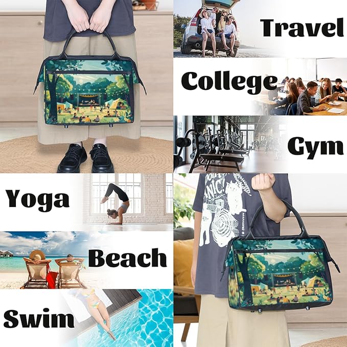 Funny Camping Overnight Weekender Bag for Women Men Travel Duffel Bags Waterproof Luggage Carry on Sports Yoga Gym Bag