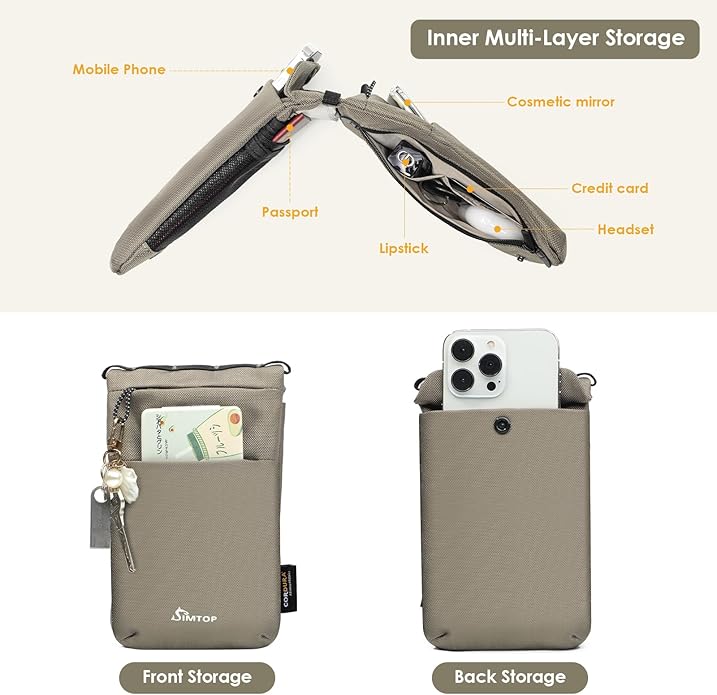 SIMTOP Small Crossbody Bag Cell Phone Purse for Women Lightweight RFID Anti-Theft Water-Resistant Adjustable Strap Phone/Keys