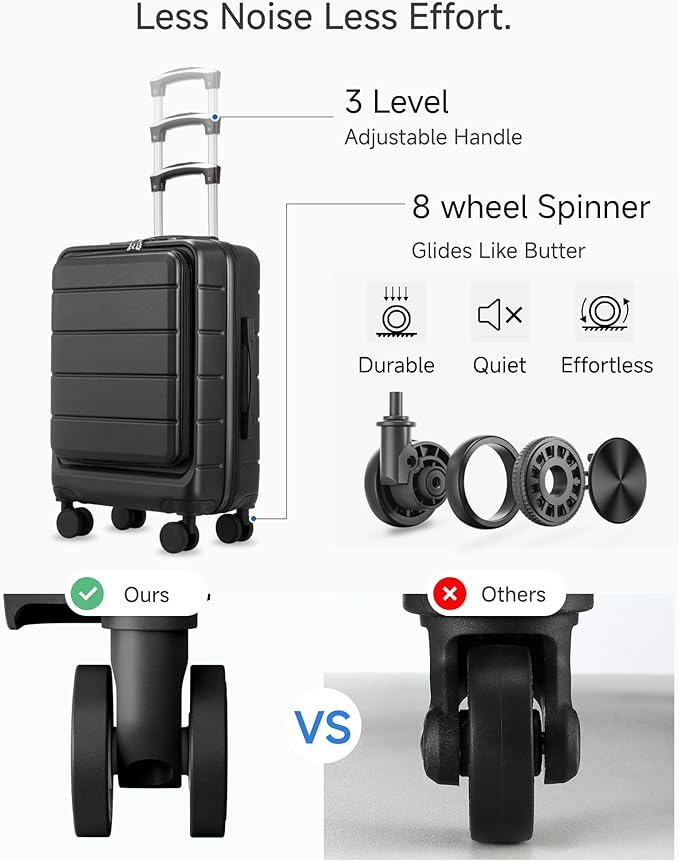 Luggage Sets 5 Piece, H1F Hardside Suitcase With Wheels - Spinner Wheels, TSA Lock, Includes Tote Bag（FX-Lite,Beige,5 Piece Sets）