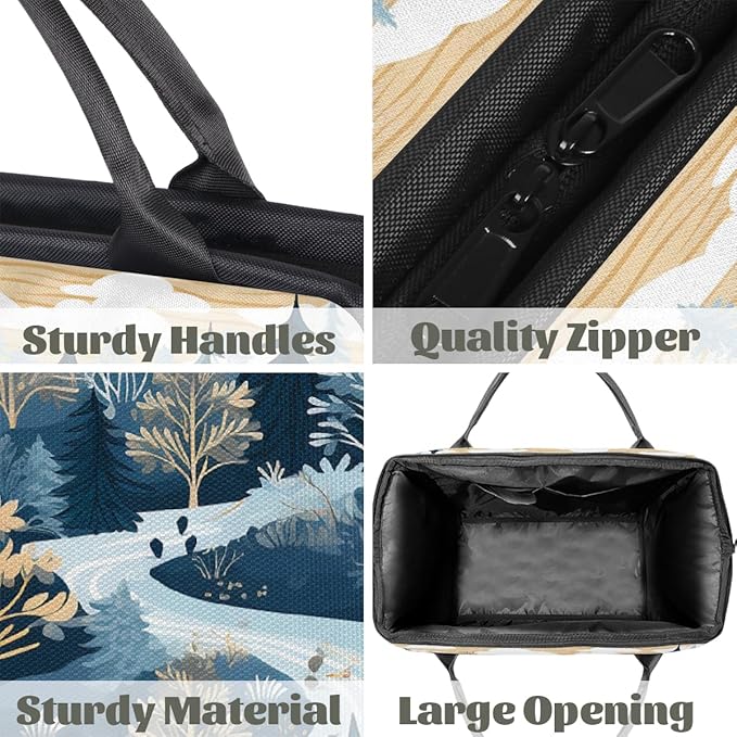 Gym Bag for Women Men, Winter Forest Tree Sports Duffel Bags, Waterproof Travel Weekender Overnight Carry On Tote Bags for Travel Sports