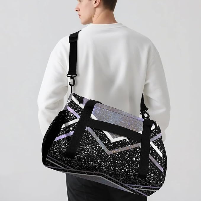 Gym Bags Cheer Cheerleader Stripes Sparkle Print Duffel Bag Adjustable Shoulder Strap Perform Training Travel Bag for Teens Adults Women Men Overnight Bag
