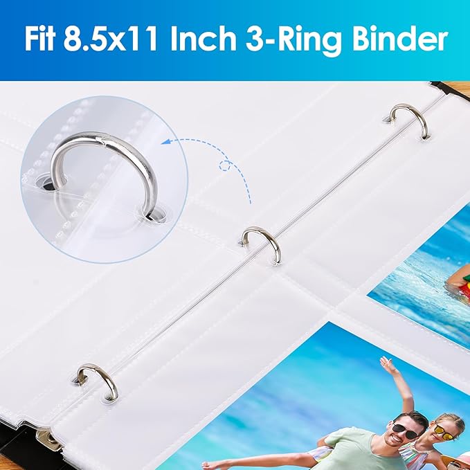 MaxGear 30 Pack 5x7 Photo Sleeves for 3 Ring Binder (120 Pictures), Heavy-Duty Archival Page Protectors, 2-Pocket Clear Photo Album Refill Pages, Plastic Seed Binder Pages 8.5x11, Acid-Free