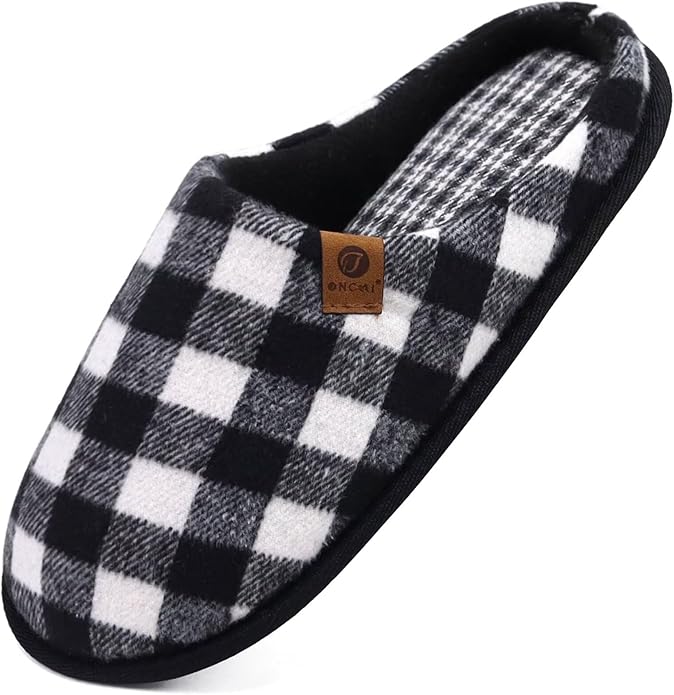 ONCAI Men's House Slippers Memory Foam Slip-On Warm Cozy Scuff Home Bedroom Shoes with Indoor/Outdoor Rubber Soles US Size 7-15