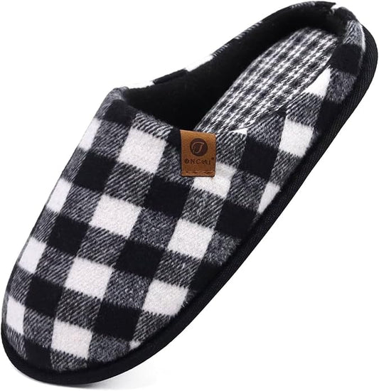 ONCAI Men's House Slippers Memory Foam Slip-On Warm Cozy Scuff Home Bedroom Shoes with Indoor/Outdoor Rubber Soles US Size 7-15