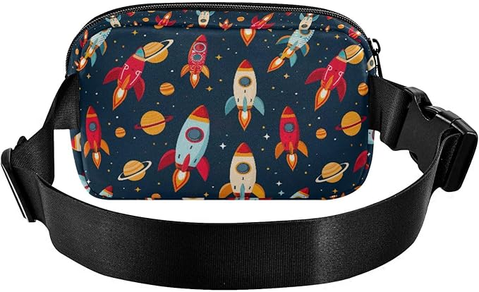 Space Rockets Fanny Pack for Women Men Water Resistant Fashion Waist Packs with Adjustable Strap Belt Bag for Travel Workout Jogging Hiking 21219346