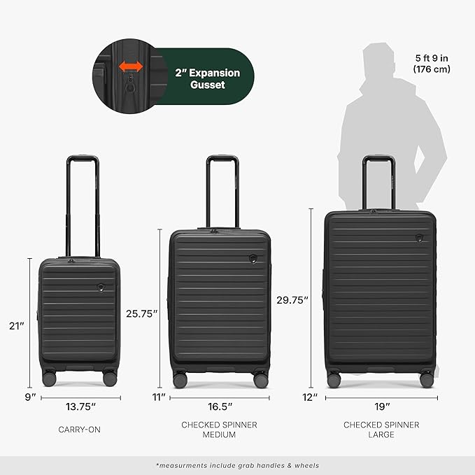 Traveler's Choice Novia Top Opening Expandable Polycarbonate Luggage with Spinner Wheels, Black, 21-Inch Carry-on