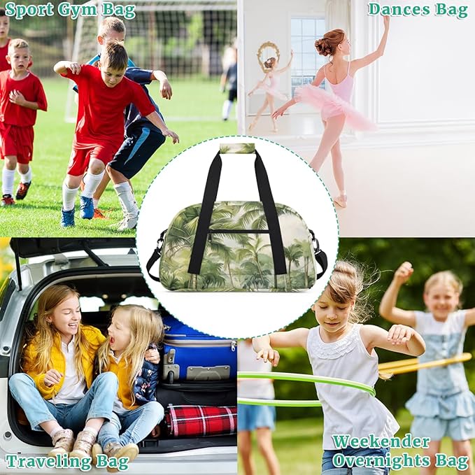 Green Forest Language Kids-Duffel-Bags Gymnastics Dance Bag Carry-On Overnight Travel Gym Lightweight Dance Sports Bags For Girls Boys Kids，