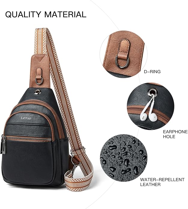 Sling Bag For Women Faux Leather Small Casual Daypack Backpack Fanny Pack Crossbody Chest Bags Purse