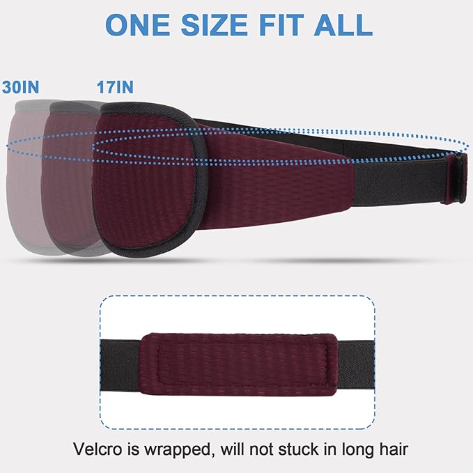 Sleep Mask, Super Soft Eye Mask for Sleeping, Upgraded 100% Blockout Light Sleep Masks for Women with Adjustable Strap, 3D Contoured Cup Eye Covers for Sleeping, Red