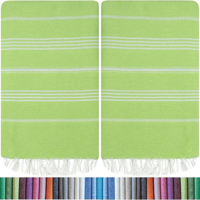 HAVLULAND Turkish Beach Towels, 2 Pack Extra Large Beach Towel, Oversized Sand Free Quick-Dry Pool Towel, Lightweight & Absorbent Bath,Yoga & Travel Towels for Adults - Pistachio