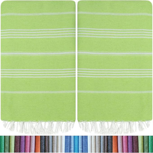 HAVLULAND Turkish Beach Towels, 2 Pack Extra Large Beach Towel, Oversized Sand Free Quick-Dry Pool Towel, Lightweight & Absorbent Bath,Yoga & Travel Towels for Adults - Pistachio