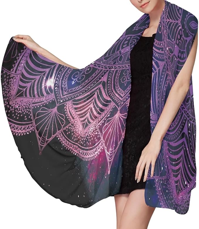 Quick Dry Beach Towel, Adult Oversized Lightweight Beach Towels Sand Free Absorbent Compact Beach Thin Blanket for Swimming Camping Pool (79"x56") Size M, Starry Purple Mandala Print