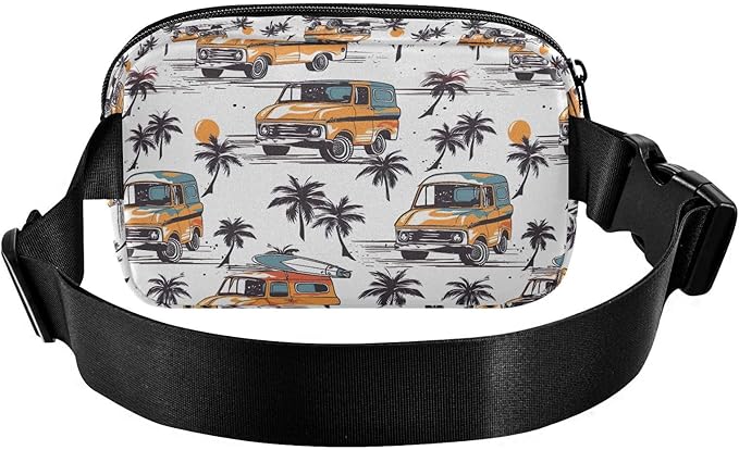 Beach Coconut Tree Surf Trucks Fanny Pack for Women Men Water Resistant Fashion Waist Packs with Adjustable Strap Belt Bag for Travel Workout Jogging Hiking 21219396