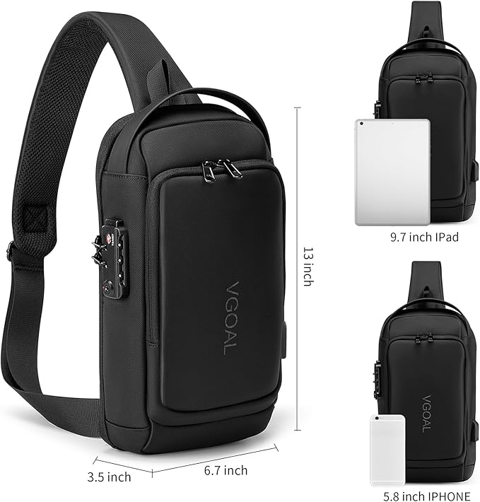 VGOAL Anti Theft Crossbody Bag Sling Bag for Men Sling Backpack Mini Backpack Daypack Crossbody for Travel Sport Running Hiking (FG6313)