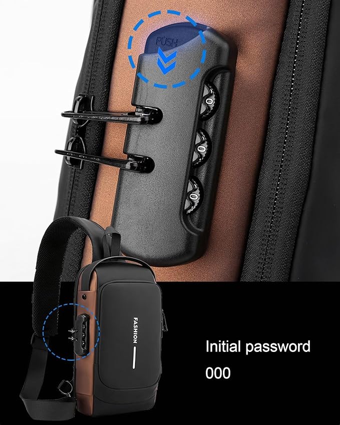 Sling Bag for Men Women, Black Anti-theft Crossbody Bags with USB Charging Port Waterproof Crossbody Sling Backpack Shoulder Bag for Hiking Cycling Running Travel
