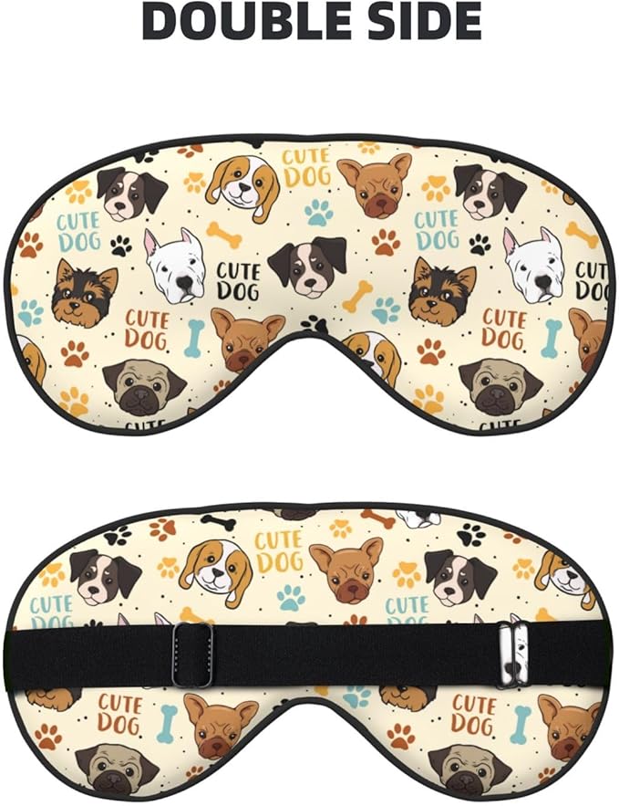 Cute Dog Sleep Mask Breathable Soft Eye Mask for Sleep for Women Men Lightweight Eye Cover for Travel, Night Work, Nap, Office