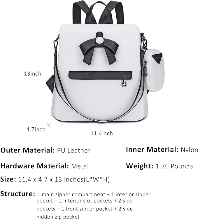 ZOCAI Backpack Purse for Women Fashion Backpack Purses PU Leather Daypacks Anti-Theft Shoulder Bag Satchel Purse