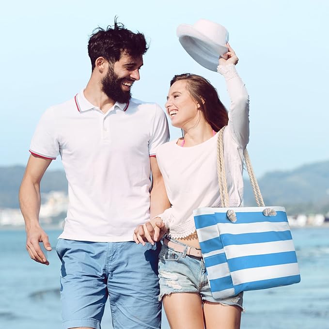 Pleneal Beach Bags For Women - Large Beach Bags with Zipper Waterproof Sandproof Swim Pool Beach Bag