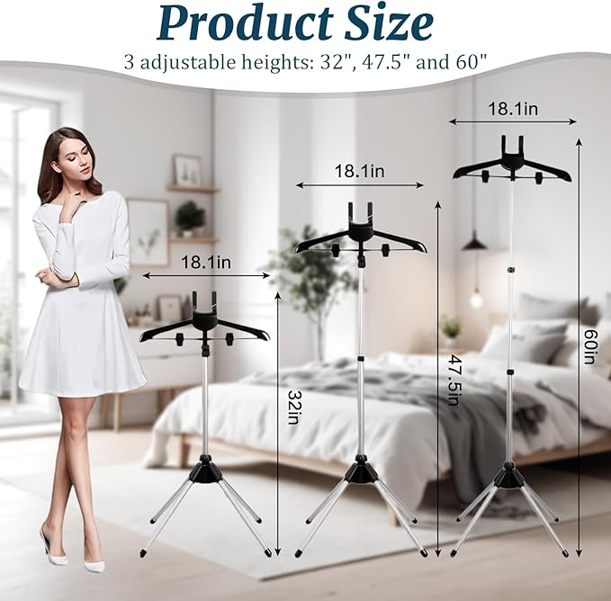 Garment Steamer Stand for Clothes – Adjustable Steaming Rack with Hanger – Foldable & Portable for Travel & Home,Gift For Christmas