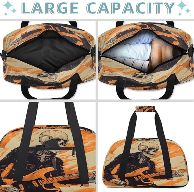 Travel Duffle Bag for travel duffle bag sports Girls Boys Kids Halloween Skull Man Lightweight Overnight Sleepover Weekender Bags Small Dance Gym Sport Bag Teens Carry-On Size Workout Bag