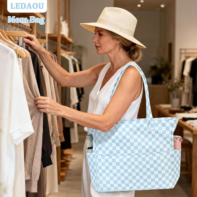 LEDAOU Beach Bag Waterproof Sandproof Women Beach Tote Pool Bag with Zipper for Swim Gym Grocery Travel with Wet Pocket | Sandproof, with Zipper, for Gym, Grocery, Travel, with Wet Pocket