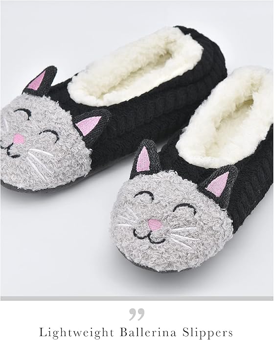 DICUIRD Womens Cute Animal Soft Sole Slipper Socks with Grippers-Fuzzy House Slippers