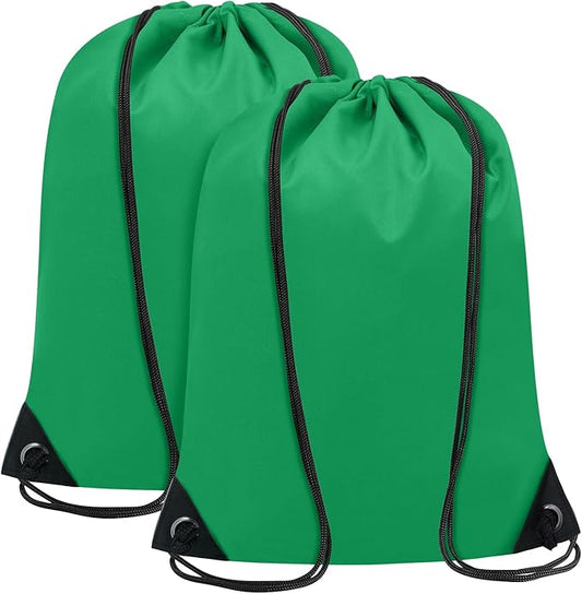 2PCS Drawstring Bags Bulk, String Backpack for Men Women, Cinch Bag Draw String Back Bag for Gym, Sports, Travel, Swimming, Beach, Green